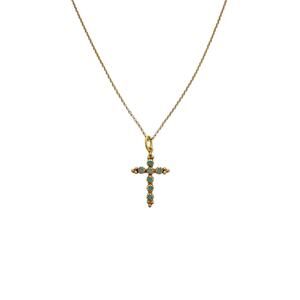 VIRGINS SAINTS & ANGELS VSA Madonna Cross Necklace 16" in Pacific Opal & Gold